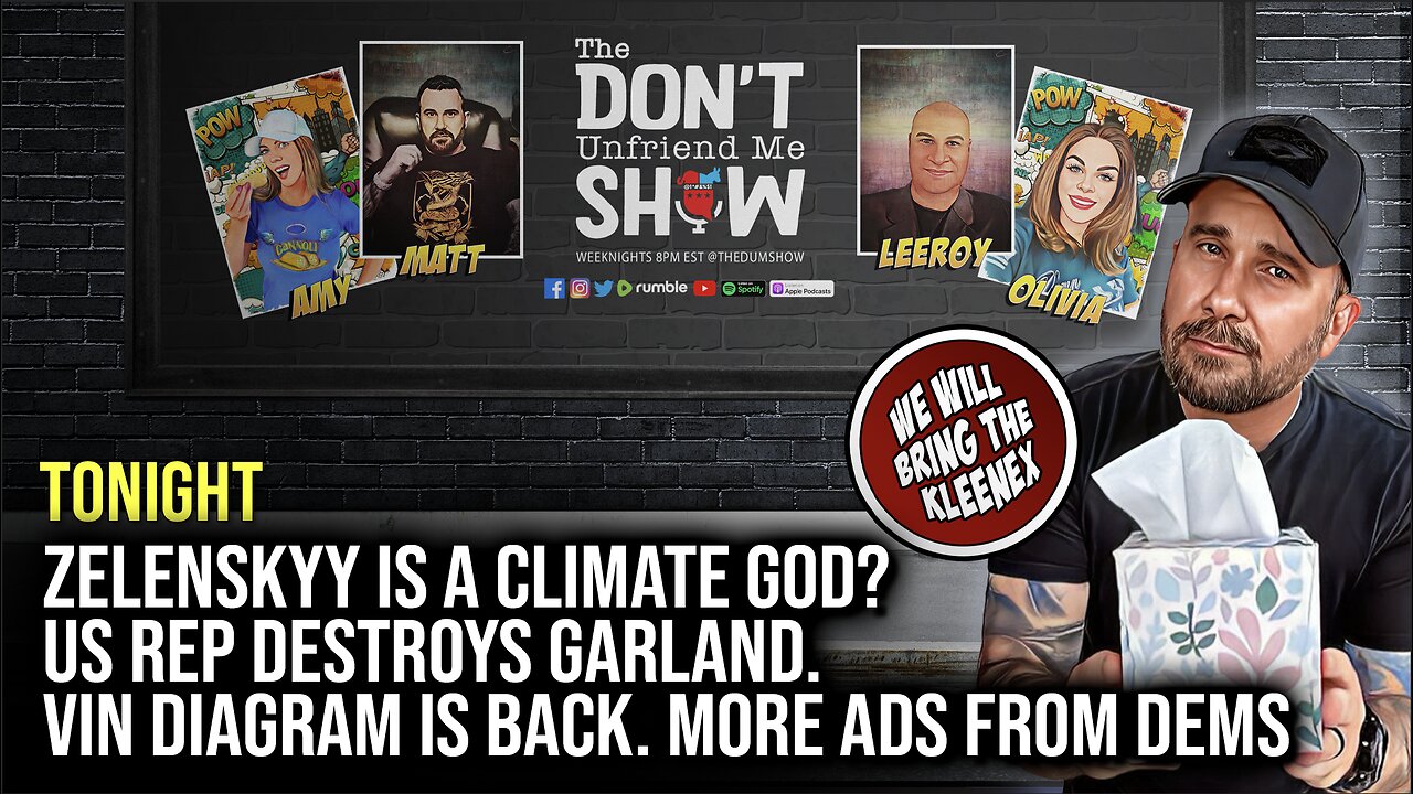 🚨Tonight 8:00PM Eastern: Zelenskyy Climate God. Garland Hit. Vin Diagram. More Loony Ads from Dems.