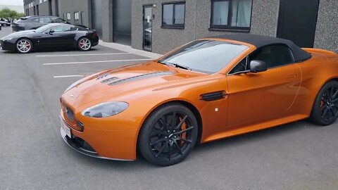 V12 Vantage Orange Roadster cabrio ASTON MARTIN ANTWERPEN Opening New Service Center Willebroek