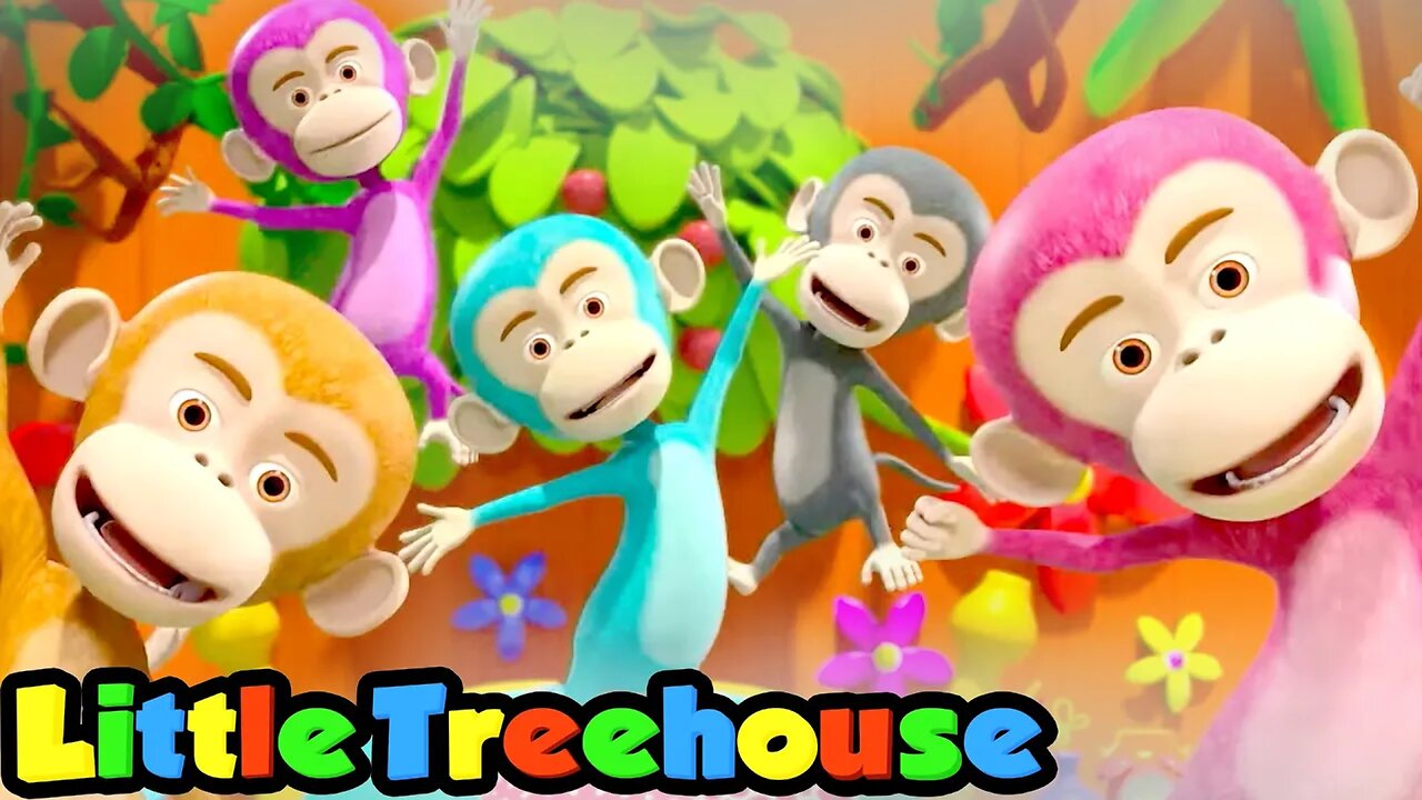 Five Little Monkeys Jumping on the Bed | Kindergarten Nursery Rhymes & Kids Song by Little Treehouse