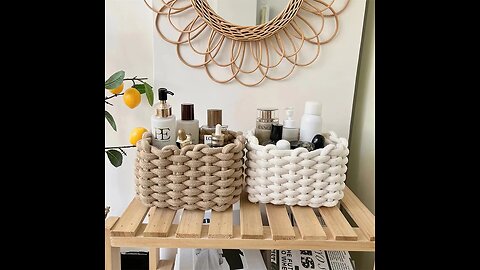 Simple Handmade Thick Cotton Rope Woven Storage Basket