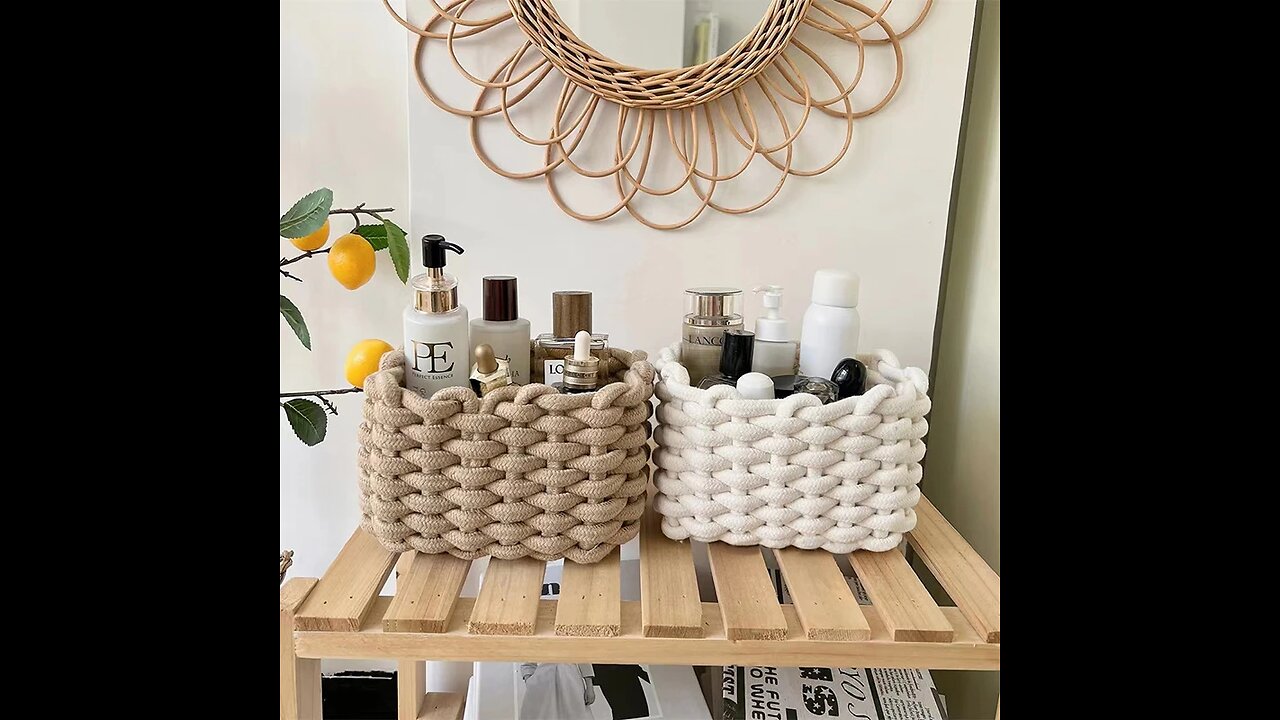 Simple Handmade Thick Cotton Rope Woven Storage Basket