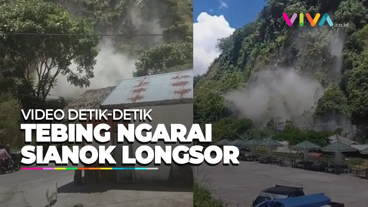 Anak-anak Menangis Histeris Saat Tebing Ngarai Sianok Longsor