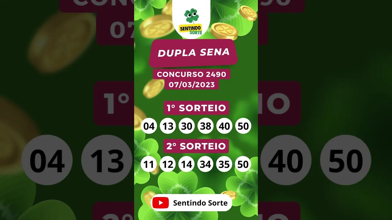 🍀 Resultado DUPLA SENA 2490 | Sentindo Sorte #shorts