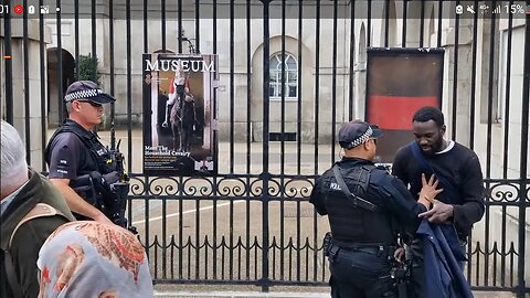 Ministry of defence police make drunk man leave horse guards