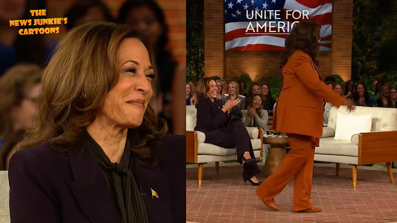 Democrat Winfrey: "The moment Joe Biden stepped aside, that a veil or something dropped, and you just stepped into your power. And I saw you walking in the thing and I said, what happened to you?" Kamala cackles.