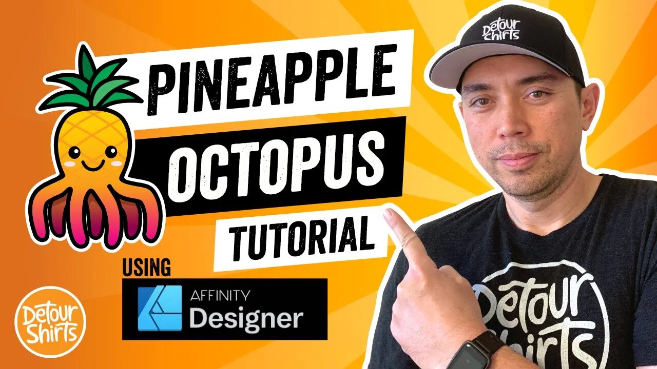 RedBubble Trend Design. How to draw a Pineapple Octopus Step by Step Tutorial in Affinity Designer