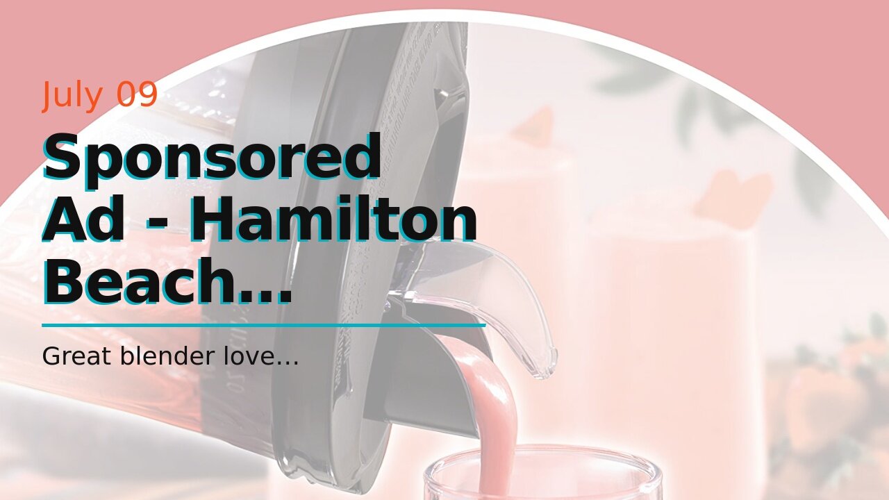 Sponsored Ad - Hamilton Beach 58148A Blender to Puree - Crush Ice - and Make Shakes and Smoothi...