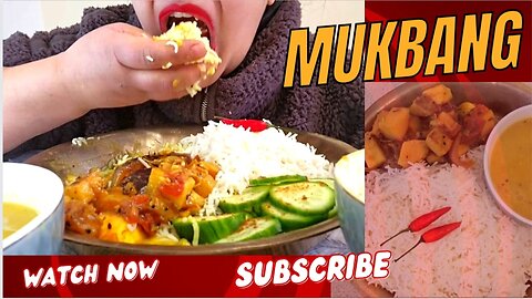 ASMR PANEER ALOO BUTTER MASALA+RICE #asmr #mukbang #paneer