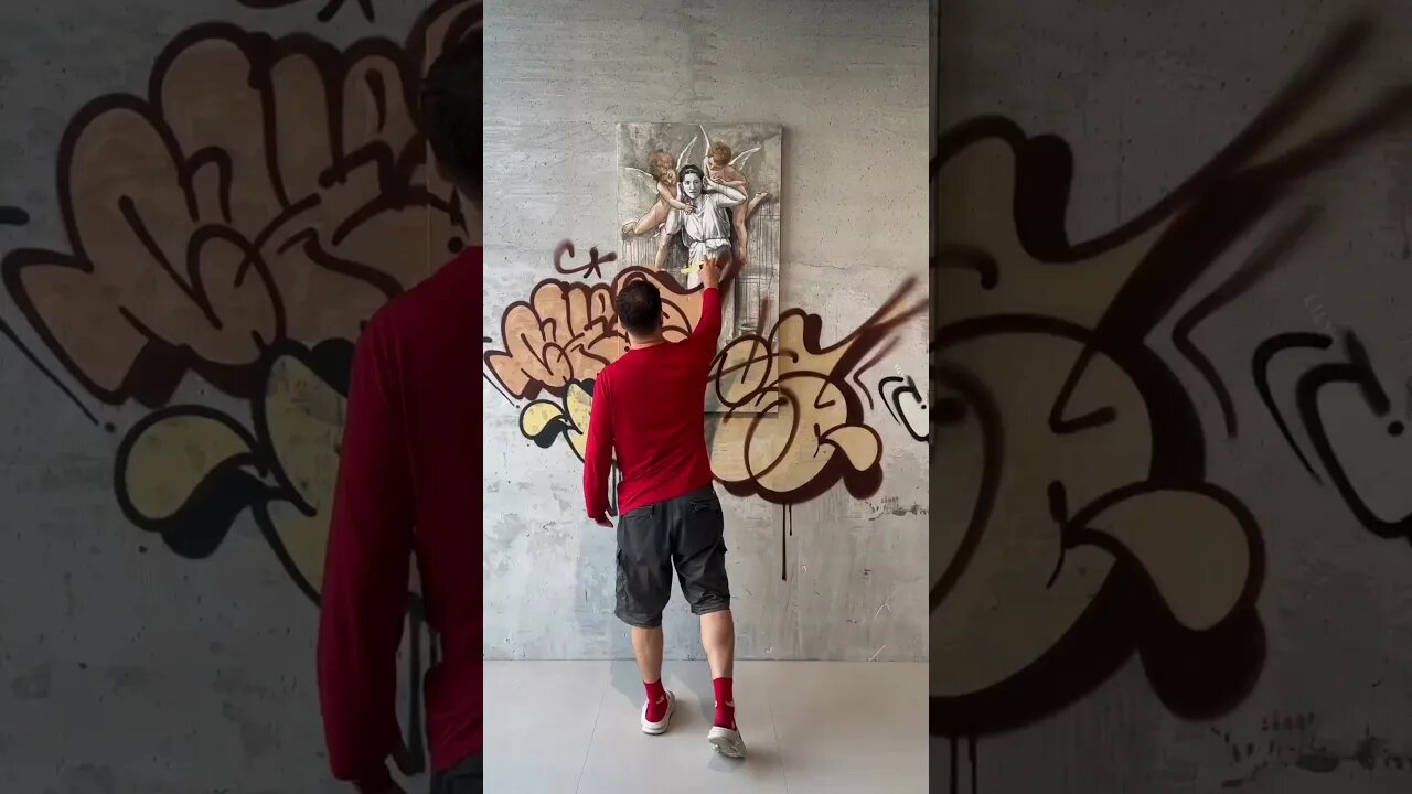 SICK GRAFFITI & FINE ART COLLAB! 😲 #graffiti #fineart #shorts