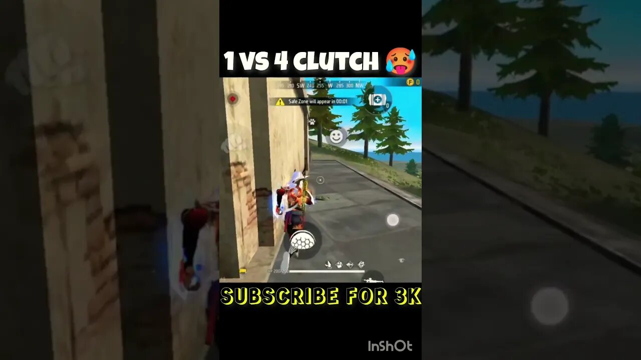 1 VS 4 CLUTCH in blue zone 🥵🥶 can I handle this situation #shorts #freefire #viral #fkg #ffshorts