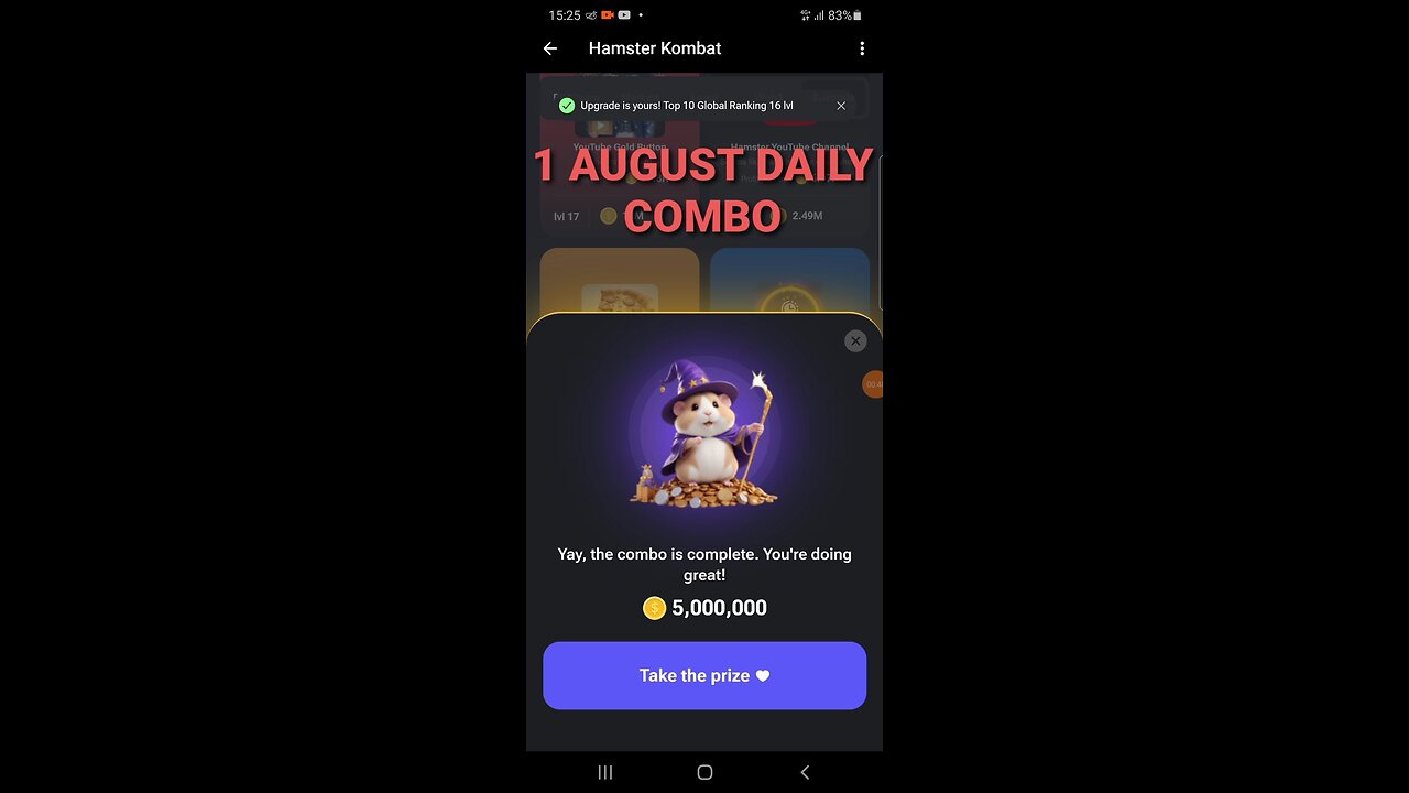 1 AUGUST DAILY COMBO | HAMSTER KOMBAT