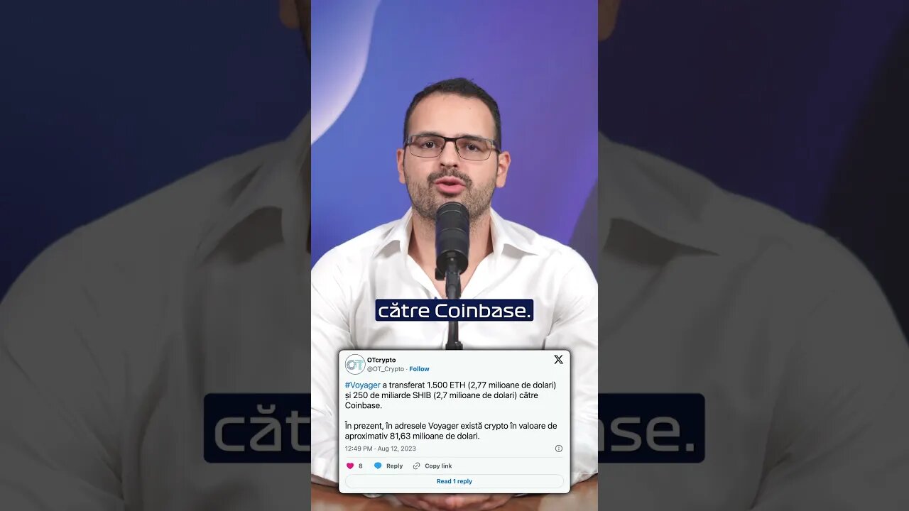 Voyager transferă 1.500 ETH către Coinbase