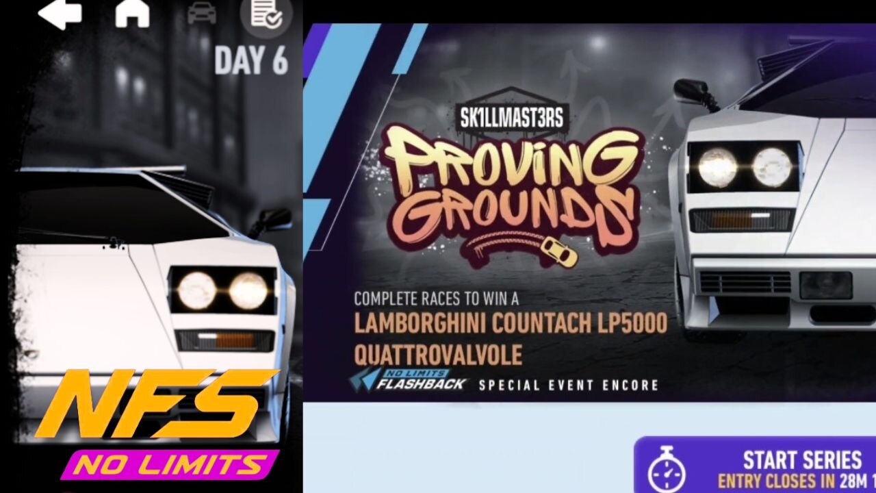 NFS No Limits: "PROVIDING GROUNDS" Day 6 | Lamborghini Countach LP5000 Quattrovalvole Challenge!