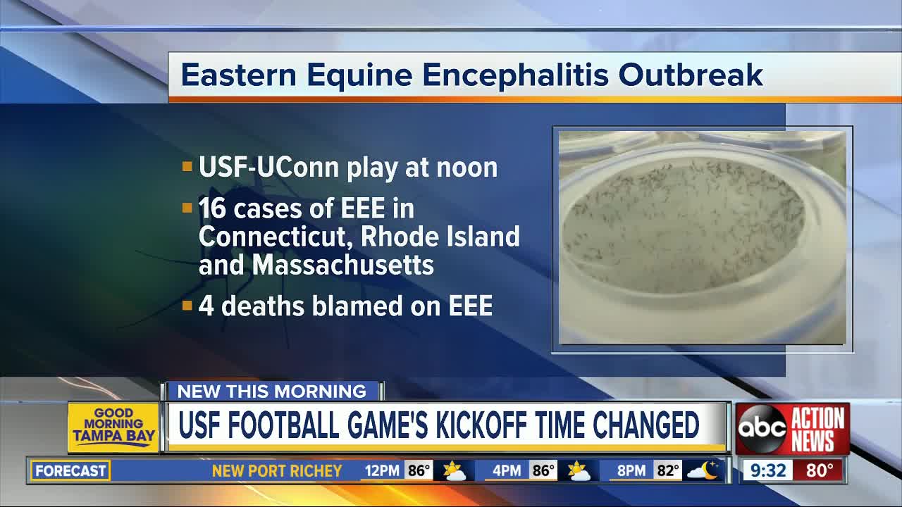 UConn vs. USF football game time changed due to EEE risk