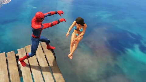 GTA 5 Water ragdolls SPIDERMAN Jumps_Falls Compilation _20