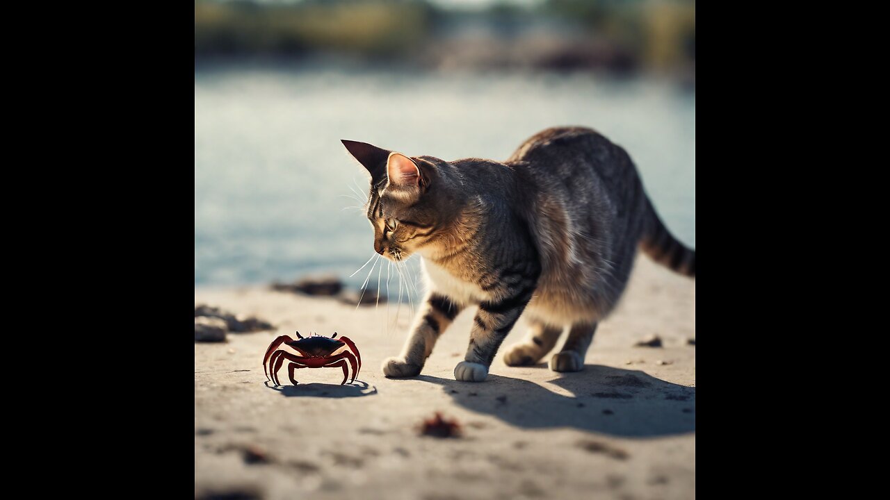 Cat vs crab, funny animals