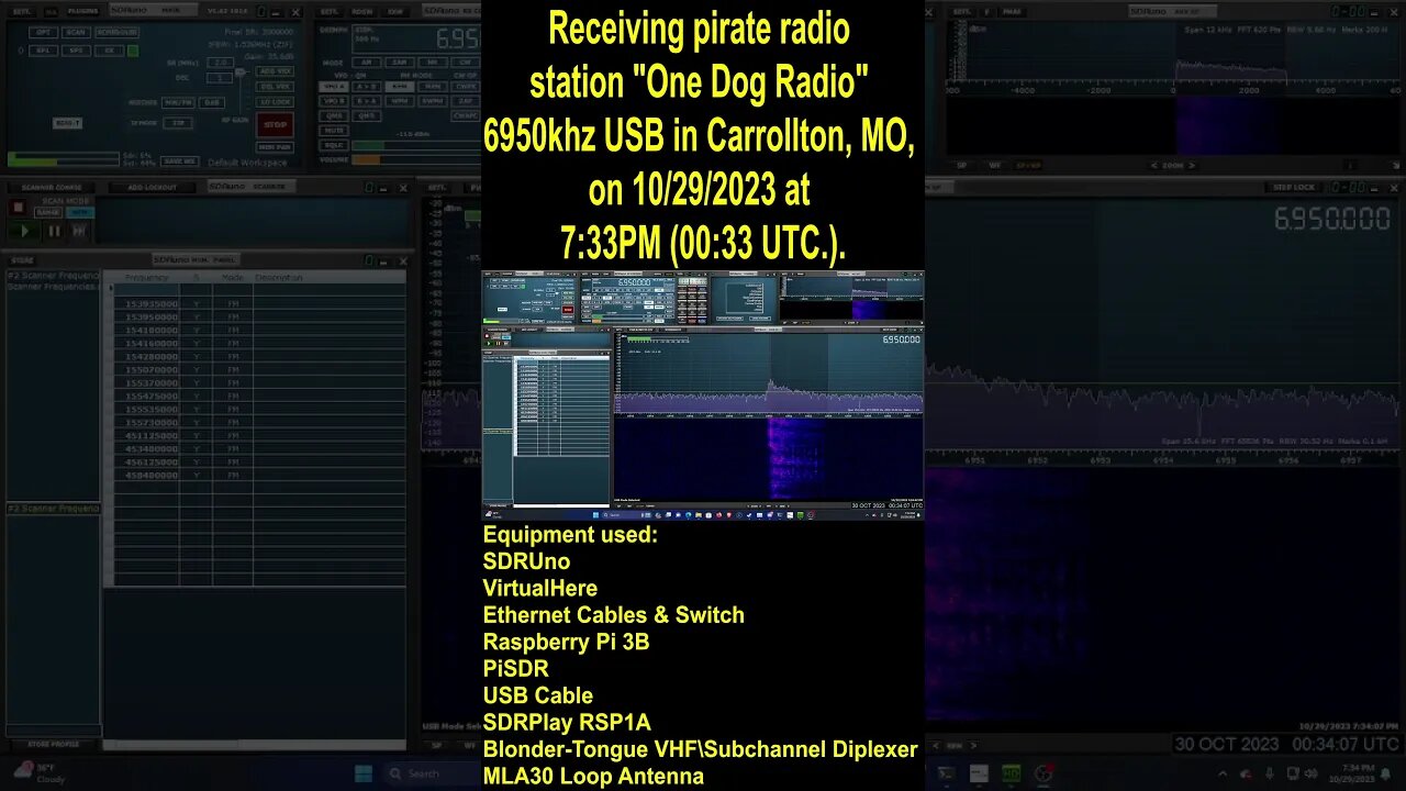 Receiving pirate radio station One Dog Radio 6950khz USB #shortwave #pirateradio