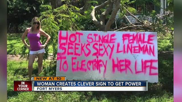 woman creates clever sign to get power