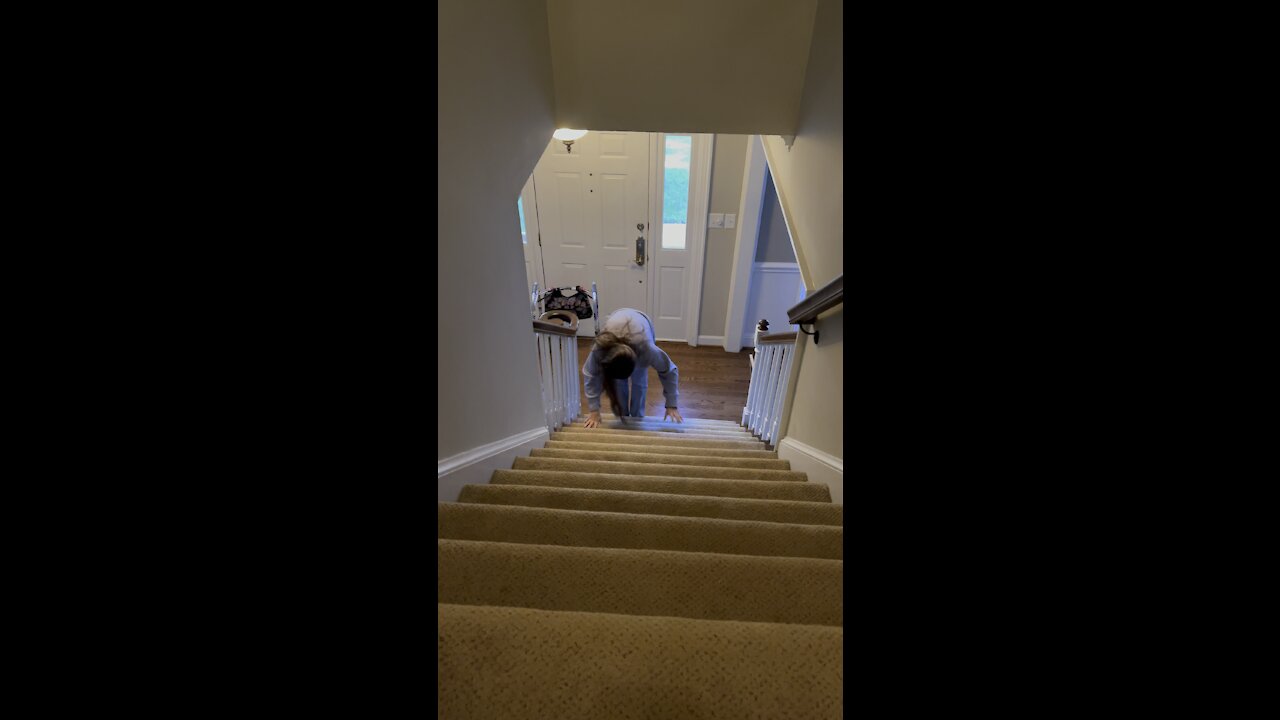 Walking up the stairs after spinal stroke