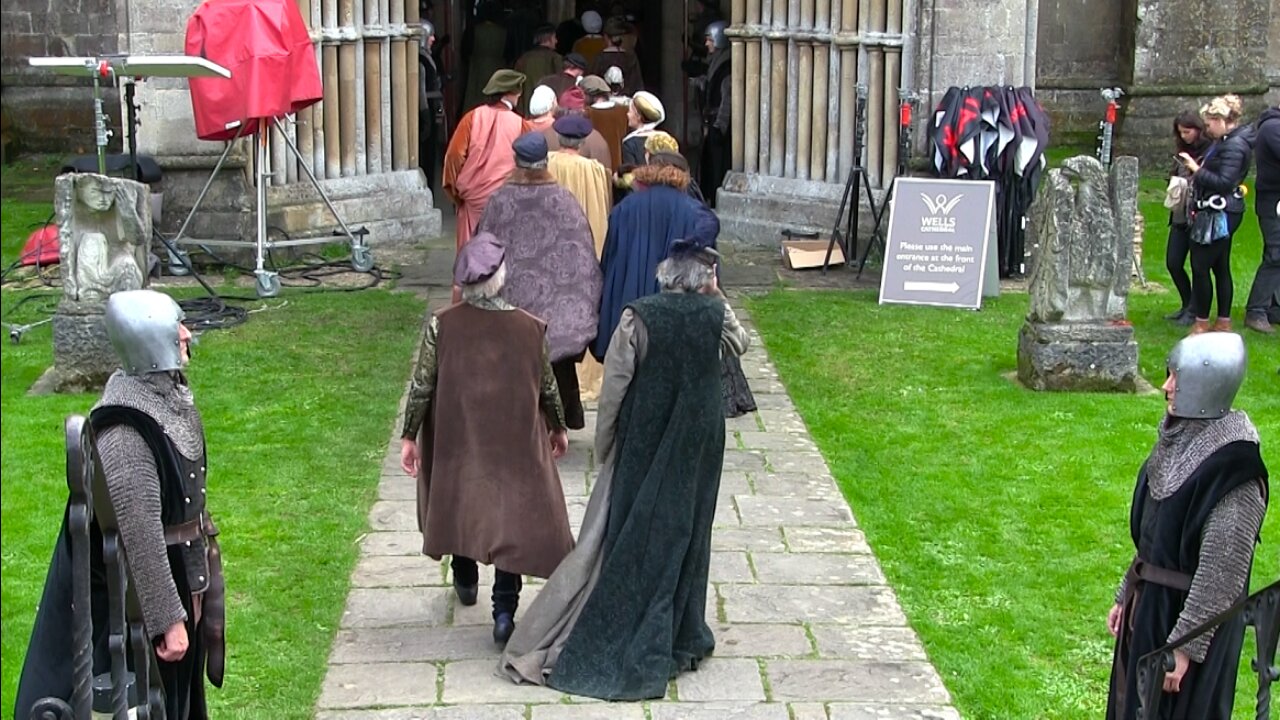 A Shakespearean TV Drama Filming At Wells Cathedral.