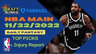 Dreams Top Picks NBA DFS Today Main Slate 11/22/22 Daily Fantasy Sports Strategy DraftKings FanDuel