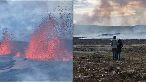 Curiosos asisten fascinados a la erupción de un volcán en Islandia | AFP