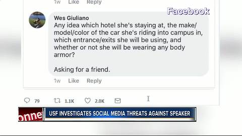 USF investigates social media threats against speaker