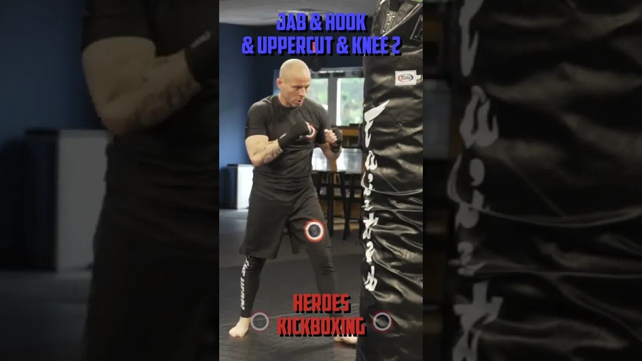 Heroes Training Center | Kickboxing & MMA "How To Double Up" Jab & Hook & Uppercut & Knee 2 #Shorts