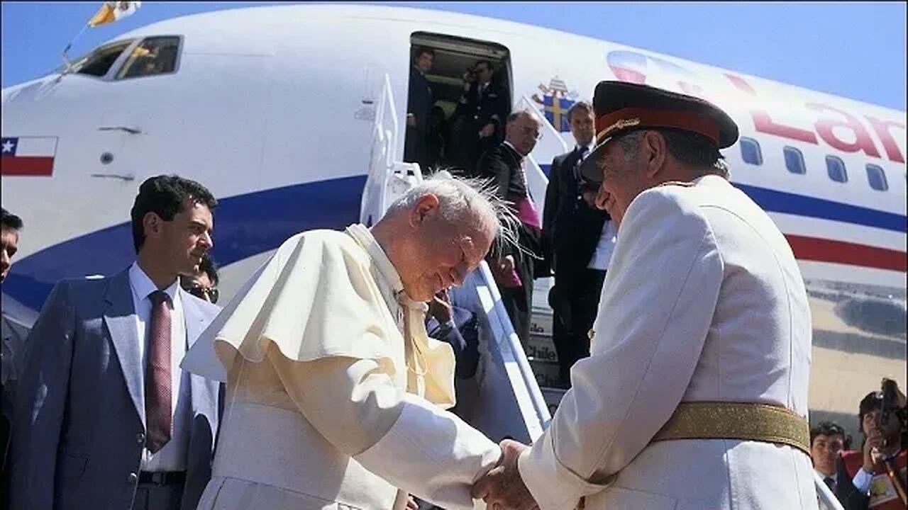 PAPA JUAN PABLO II 1 ABRIL 1987 CATEDRAL -LLEGADA AEROPUERTO,VISITA A PRESIDENTE PINOCHET LA MONEDA