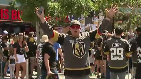 Vegas Golden Knights fans outside T-Mobile Arena before Game 1 of Stanley Cup Final