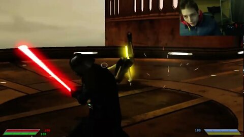 The Mandalorian VS Darth Vader In A Battle With Commentary In Star Wars Jedi Knight Jedi Academy