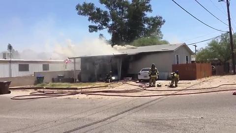 RAW VIDEO: Fire at Rillito and Camino Aire Fresco