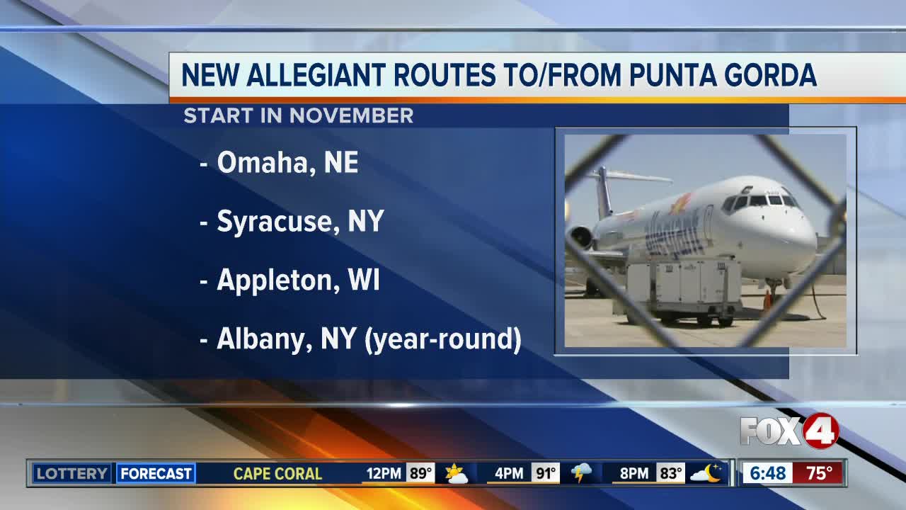 Allegiant Air is adding new Punta Gorda routes