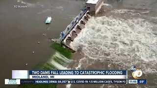 Two dams fall leading to catastrophic flooding