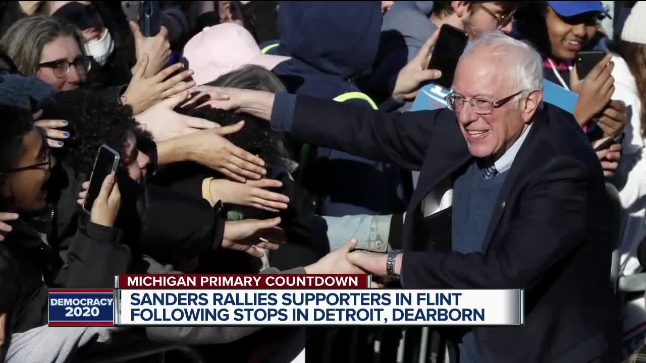 Bernie Sanders rallies supporters in Flint following stops in Detroit, Dearborn