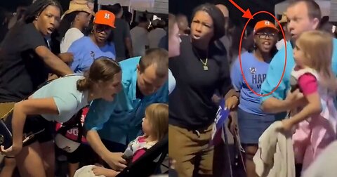 Unhinged Harris Supporter screams at toddler