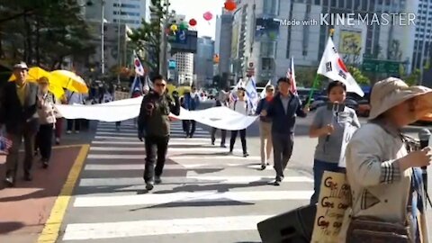 ★태극기 군대+여호와 군대 깃발 휘날리며! [태평TV] 180428 토 [태평 태투 17차 영상 스케치] 한 태평 회원의 작품