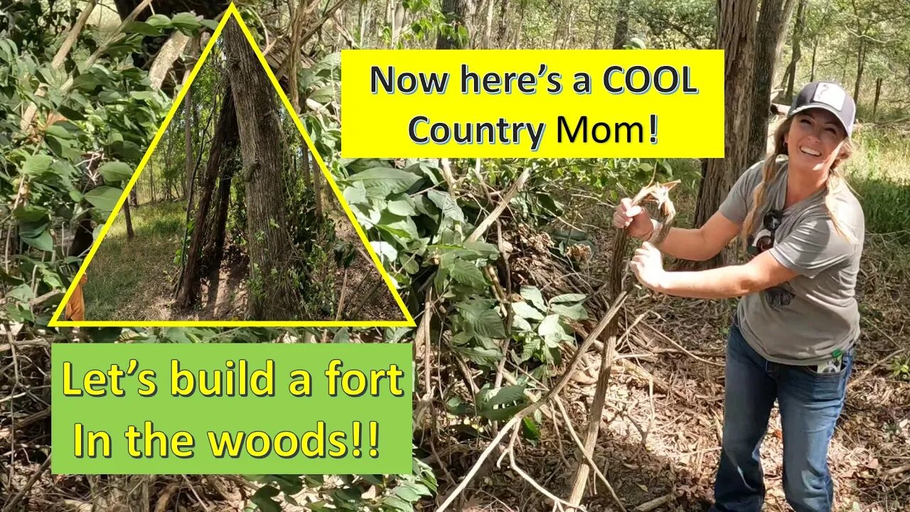 Building the COOLEST fort in the woods! Their FIRST day on their new property!