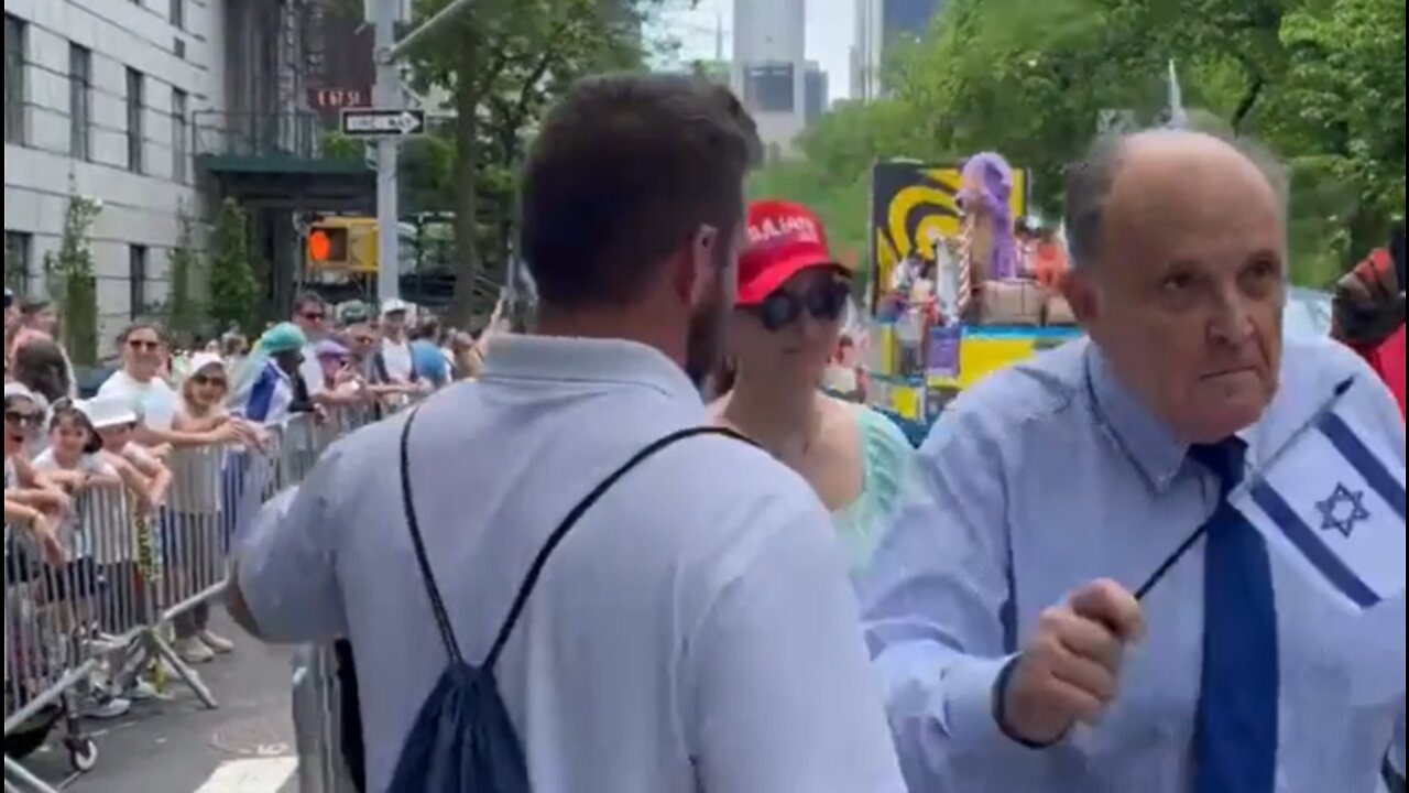 EPIC!!! Rudy Giuliani Tells Off Stupid Leftist at Israel Day Parade