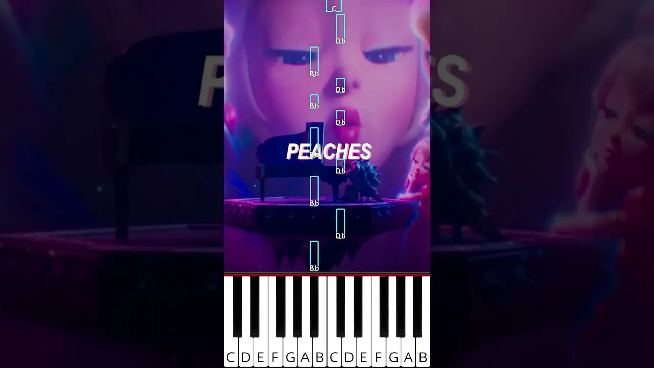 Jack Black - Peaches (The Super Mario Bros. Movie) - Octave Piano Tutorial