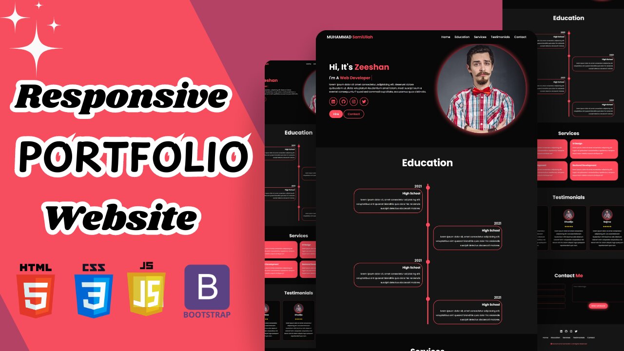 Responsive Portfolio Website Design || HTML, CSS & JS