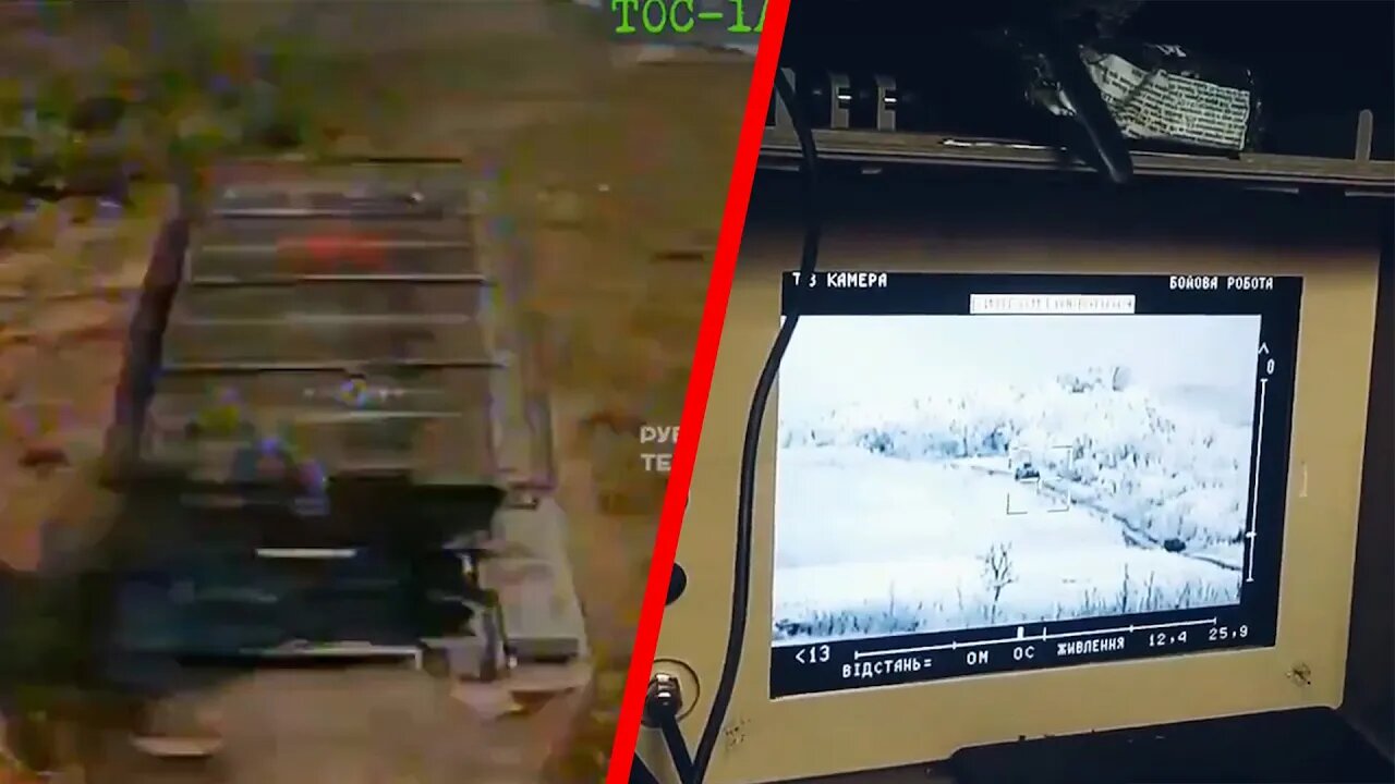 Moment Ukraine Destroys TOS-1A and BTR-82A