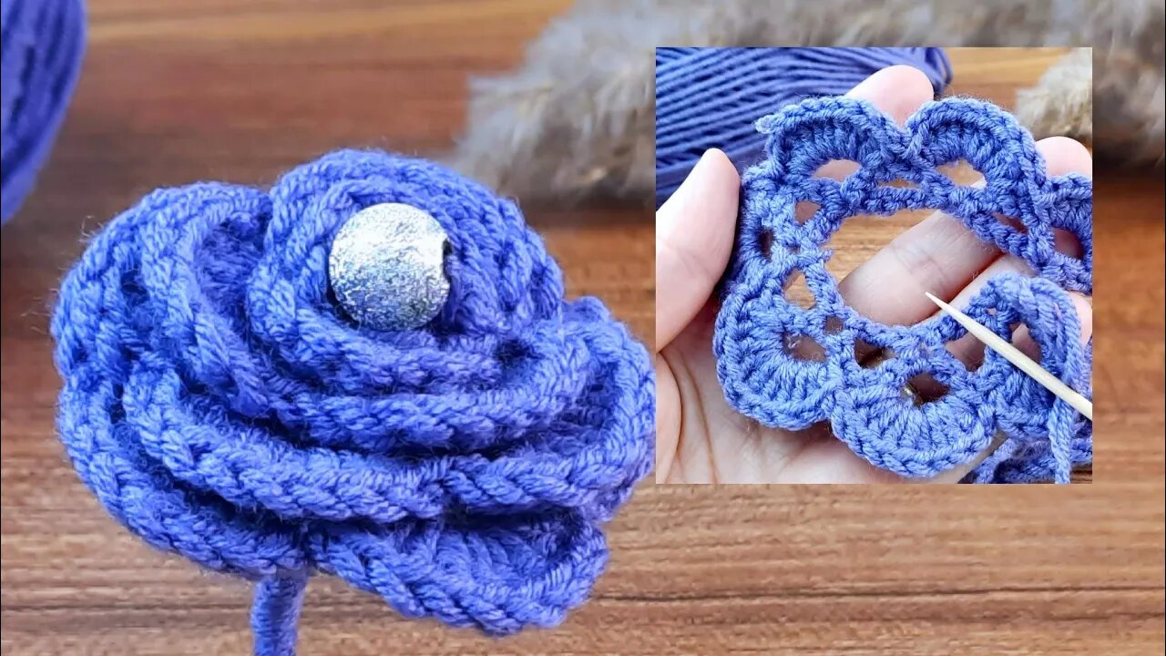 ✅️Super idea 🌺🌹 using garbage skewers⚘️ wonderful rose making🌹 enjoy watching🥀 #crochet #stitch