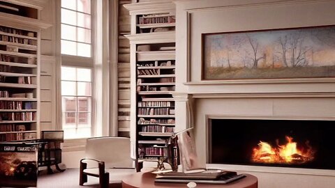 3 Hours Relaxing Luxurious Library With Piano Music and Fire Crackling Sounds - Fall Asleep Fast