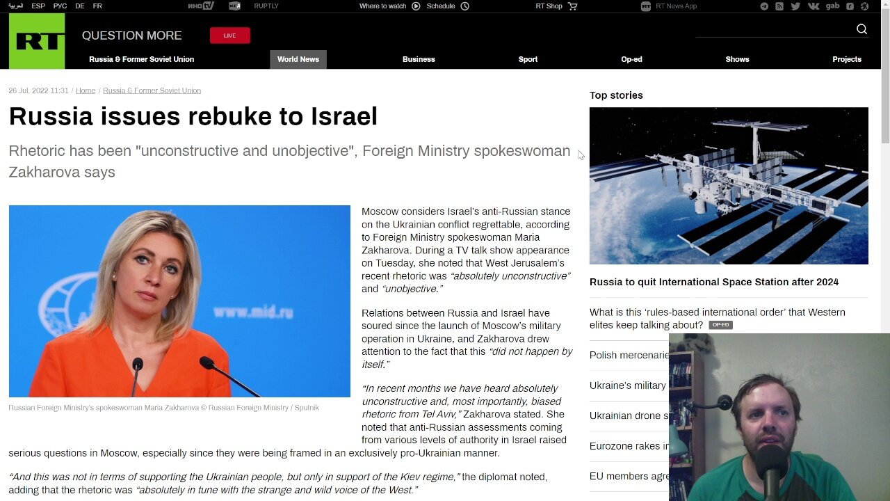 Russia issues rebuke to Israel