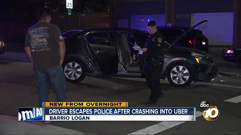 Car in chase crashes into Uber