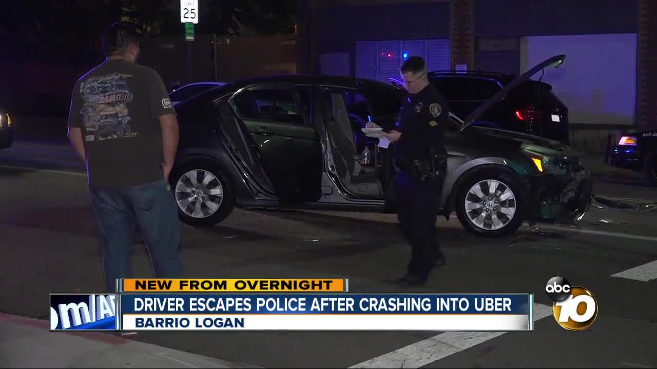 Car in chase crashes into Uber