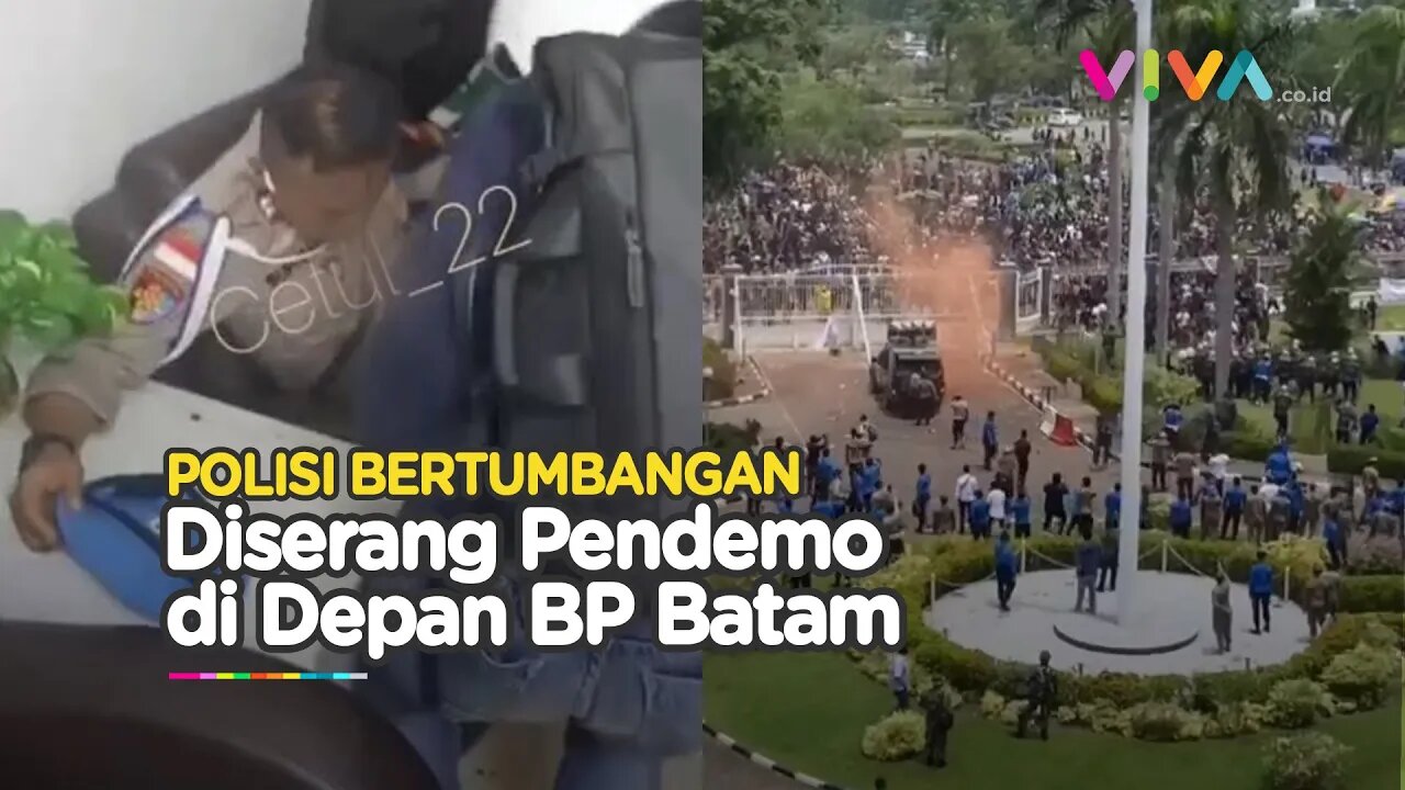 Serangan Barbar Pendemo di Jalanan BP Batam Bikin Polisi Terkapar