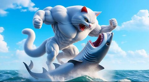 Daddy fights shark to save kitten 😸 🦈 # trending # viral shorts