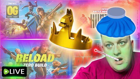 🟢Fortnite Live : Quadruple Crown Challenge | 4 Game Modes + 24 Hour Flu = Ouch!!